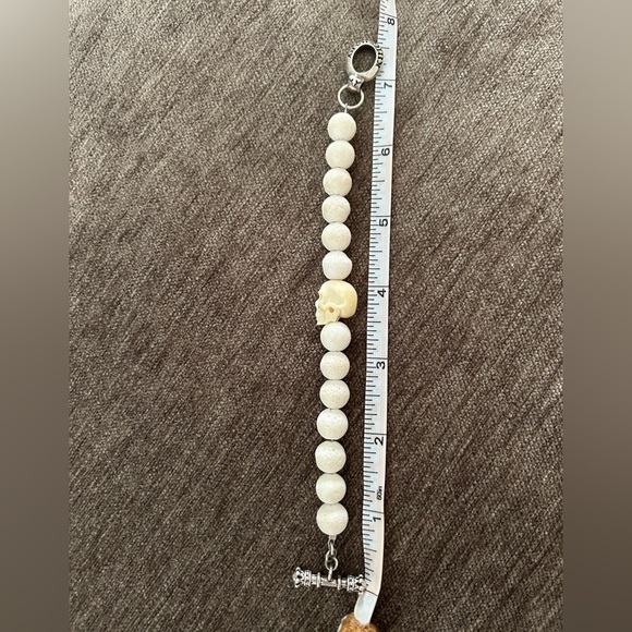 King Baby White Skull Beaded Bracelet 925 size XS - Picture 4 of 4